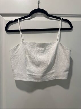 Solid & Striped: Loretto Linen Crop Top Optic White